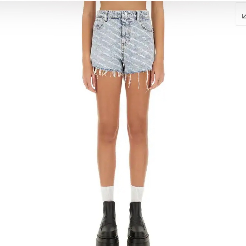 Alexander Wang Blue Distressed Denim Bite Shorts